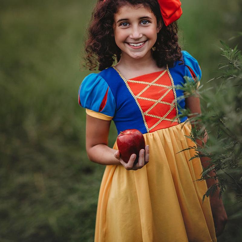 European and American Princess Style Knitted Belle & Cinderella Dress for Girls - Snow White Theme