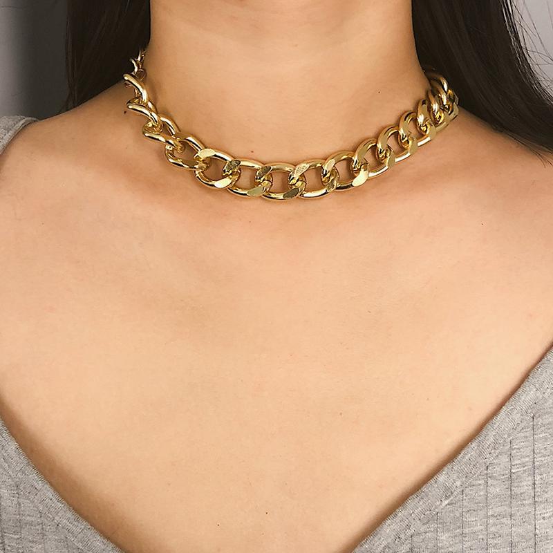 Heavy Metal Chain Necklace Punk Neck Chain Female Fashion Jewelry Female