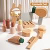 Wooden Pretend Plays Girls Toys Kitchen Game Simulated Makeup Play House Afternoon Tea Playset Cuting Food Educational Toys Gift