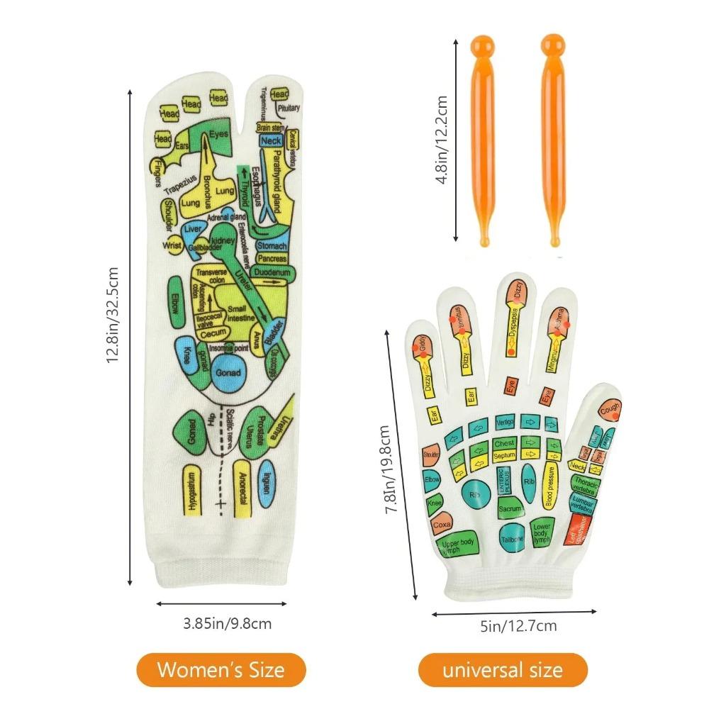 6/2Pcs Double-Sided Colorful Acupressure Socks Gloves Set Reflexology Foot Hand Massage Relieve Fatigue Aches Foot Care Tool