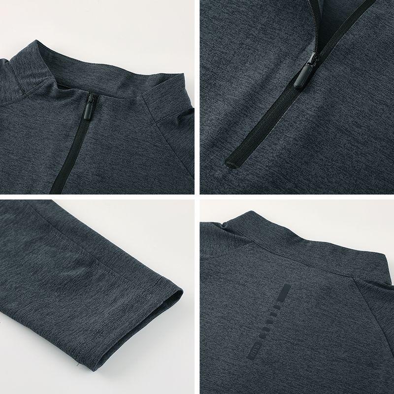 Men's Quick-Dry Long Sleeve Sun Protection T-Shirt with Half Zip for Sports & Fitness