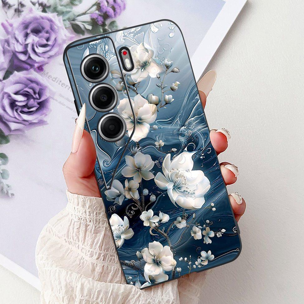 For Tecno Camon 40 Case CM5 Silicone Cute Cat Fashion Flowers Funny Painted Back Cover For Techno Camon 40 Phone Case Bumper