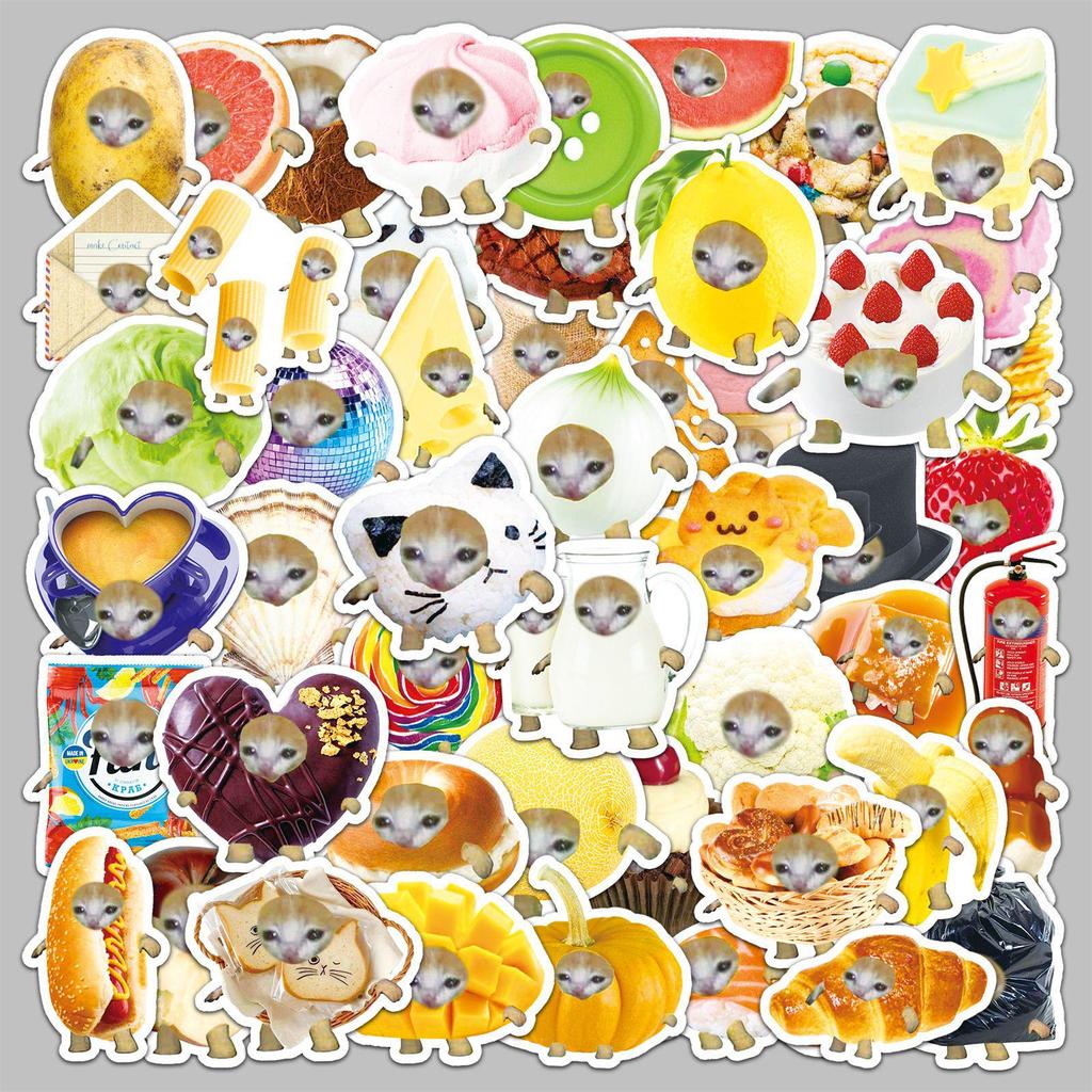 Niedliches wasserfestes Katzenkopf-Sticker-Paket - 50 Cartoon-Kätzchen-Emoticons zur Dekoration