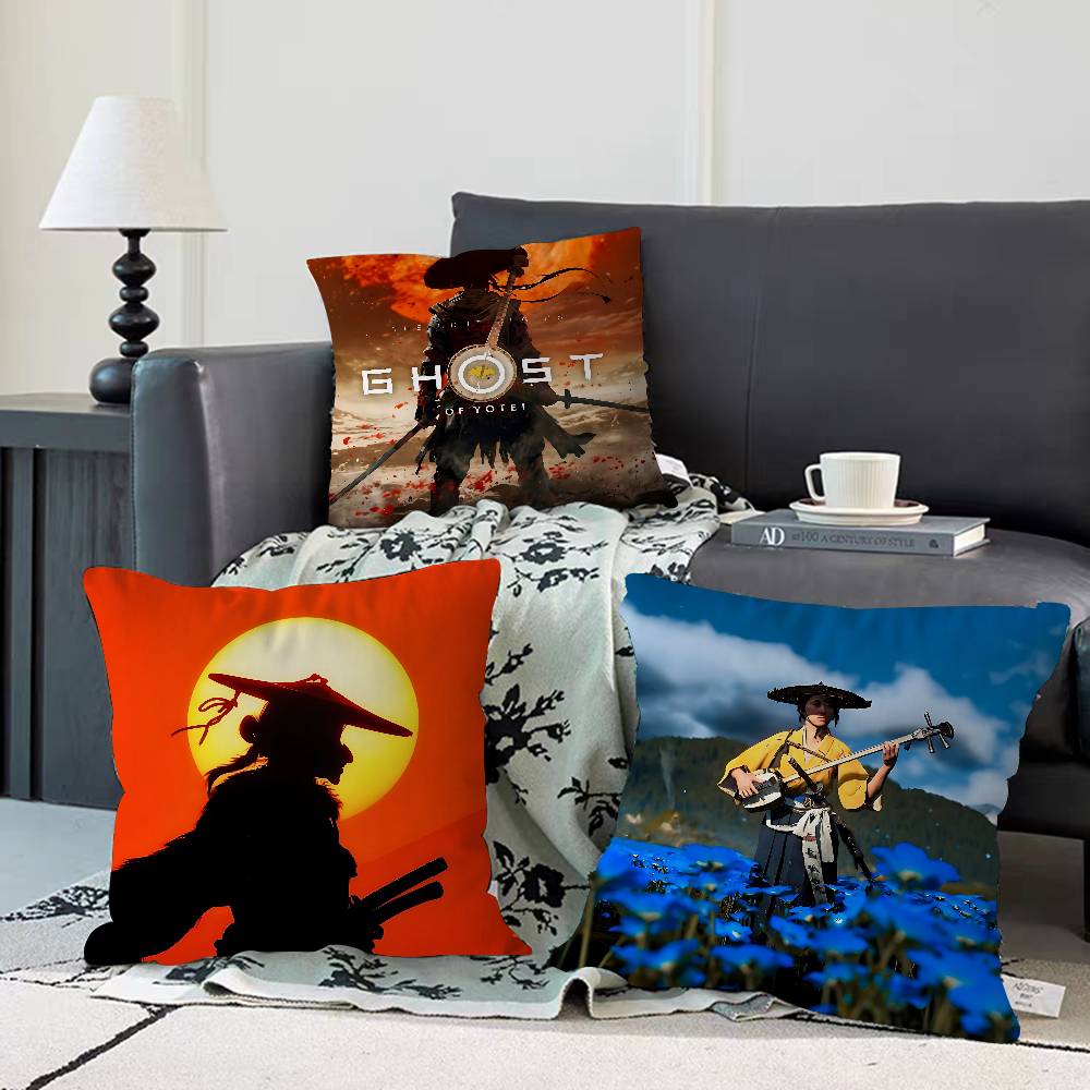 Ghost Of Y-Yotei Stitch Lucky Dragon Pillow Cover Sofa Cushion Cover Home Room Decoration Children Gift