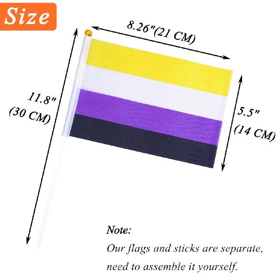 50 Pack Nonbinary Pride Flags Pride Month Accessories LGBTQIA Non Binary Flag NB Gender Rainbow Non-Binary Hand Held Flags Decorations Stuff for