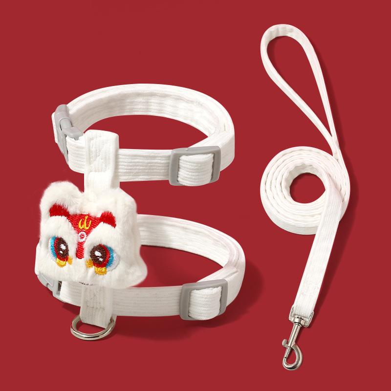 Guochao Lion Dance, Chinese Style Chinese New Year Pet Traction Rope I-shaped Cat Traction Rope Chinese New Year Traction Rope