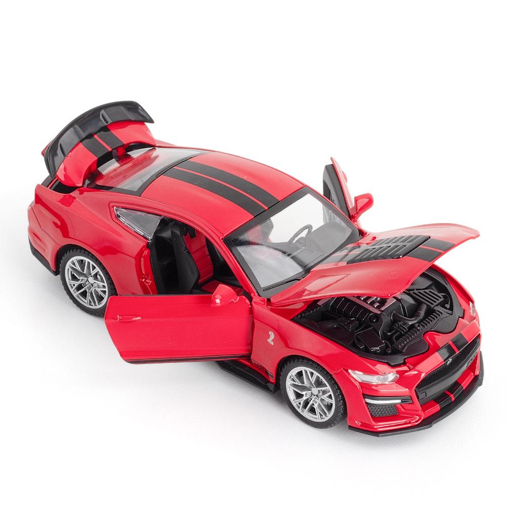 1/32 Scale Mustang Shelby GT500 Diecast Car Model Toy, Pull Back Toy Vehicle with Sound and Light for Kids Toddler Boys Girls Gift Collection