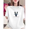 High-End Summer Purple Women's Short-Sleeve Printed T-Shirt - Loose Fit and Slimming, Age-Reducing Style
