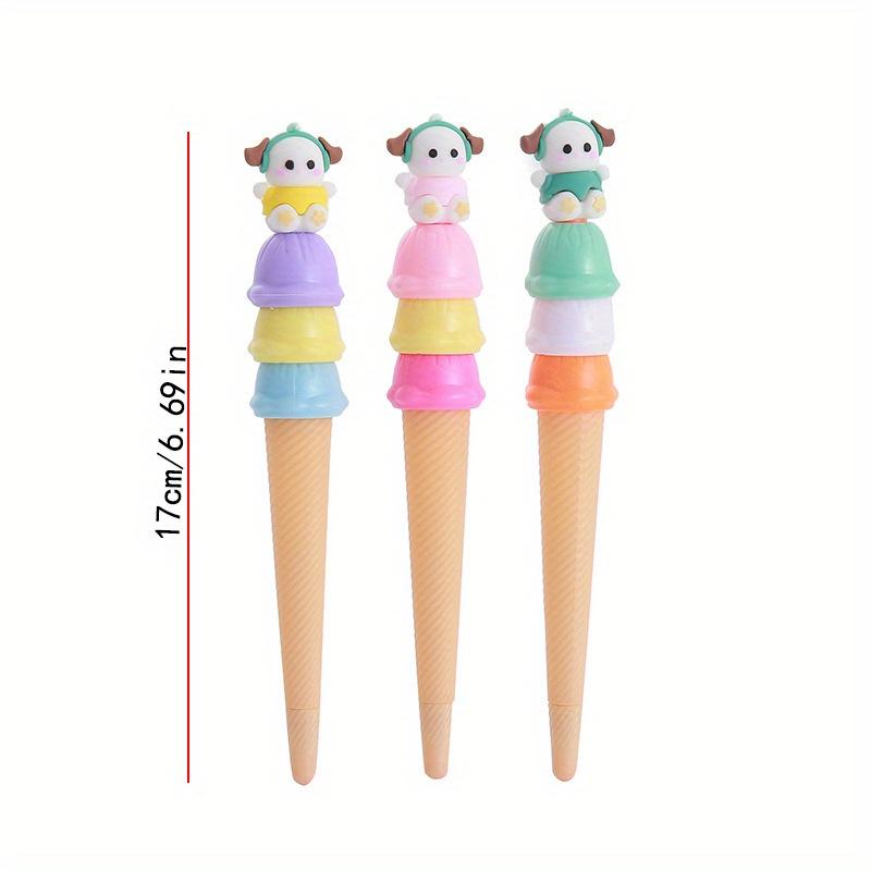Back to school season 10pcs 0.5mm cute penguin ice cream shape gel pen cartoon stationery prize gift cone shape water pen signature pen