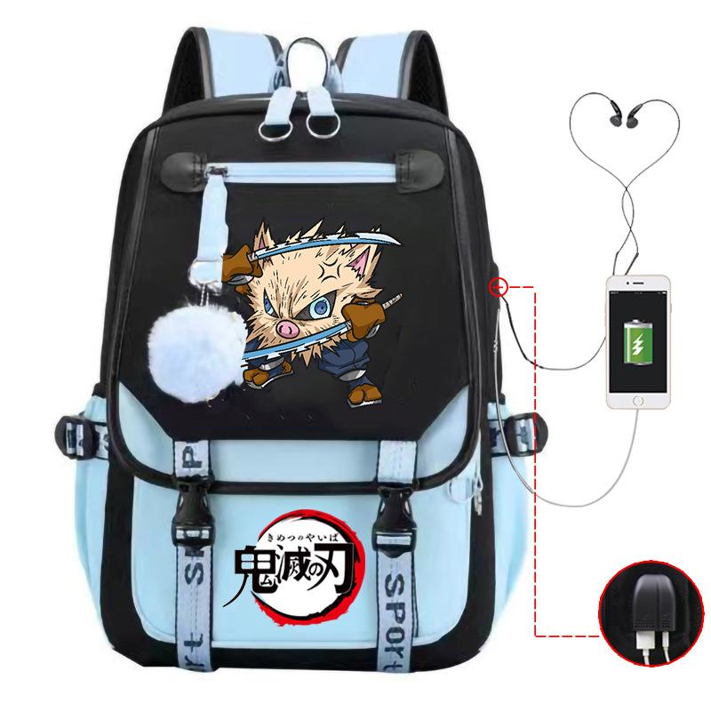 Ghost Annihilation Blade Grade 3-6 Junior High School Student High School Student School Bag Strap USB Multifunctional Backpack