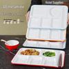 Two-Color Melamine Six-Grid Fast Food Serving Plate - School Cafeteria Rectangular Divider Plate