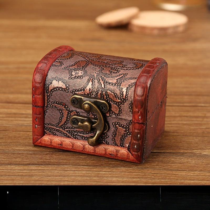 Vintage Wooden Storage Box with Lock, Retro Jewelry Keepsake Organizer for Wedding Candy, Jewelry , Trinkets,Trinkets,