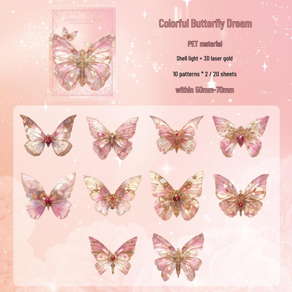 Zaomao 3D Gold Foil Sticker Pack: Butterfly and Flowers Series Decorative Stickers for Journals