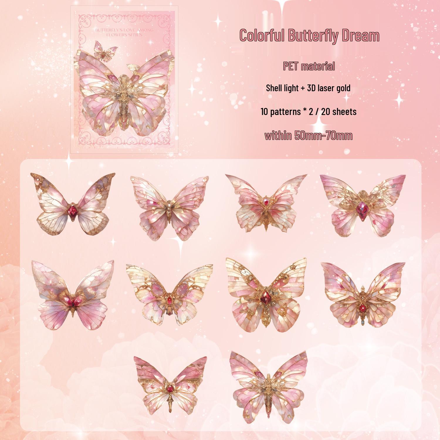 Zaomao 3D Gold Foil Sticker Pack: Butterfly and Flowers Series Decorative Stickers for Journals