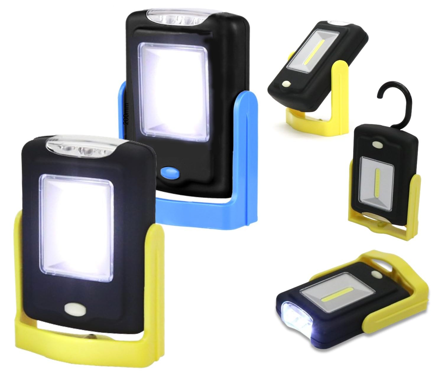 

Набор из 2 светодиодных фонариков для улицы и прогулок (Синий и желтый) Работающий от батареек, COB, На подставке, Подвесной, Ручной, Использование, Аварийный,