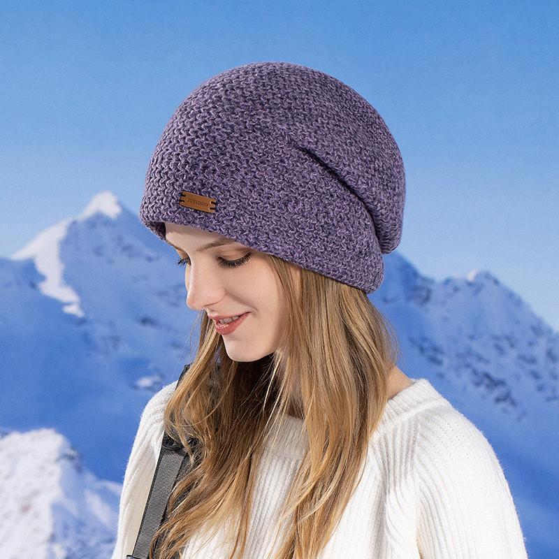 Womens Knitted Hat And Neck Warmer Set With Fleece Lining For Winter Cold Weather