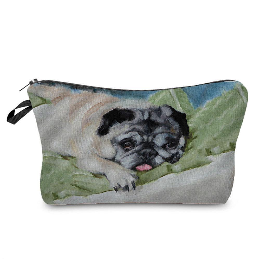 Women Dog Print Cosmetic Bag Toiletries Organize Travel Storage Case 6420