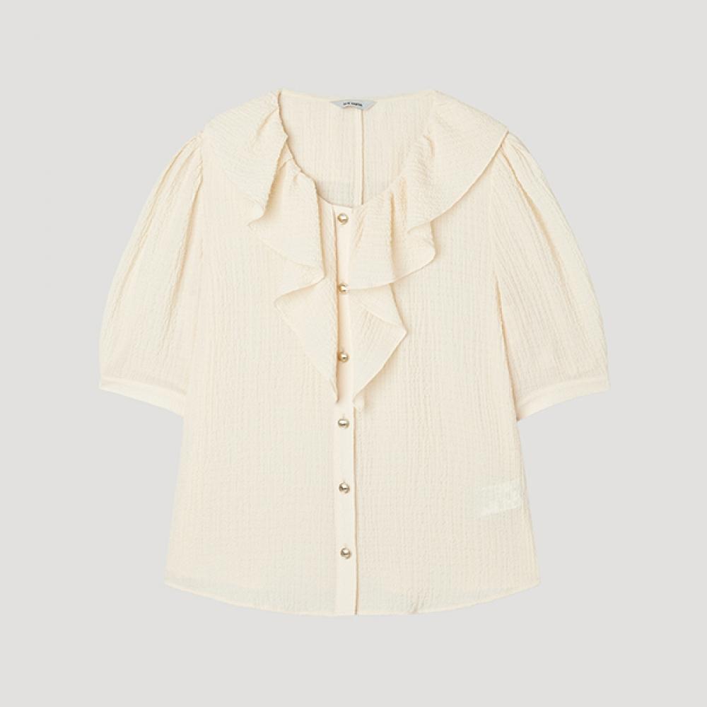 

[She S miSS] SeerSucker Ruffle blouSe Swwblp21070 Cr creamy/66
