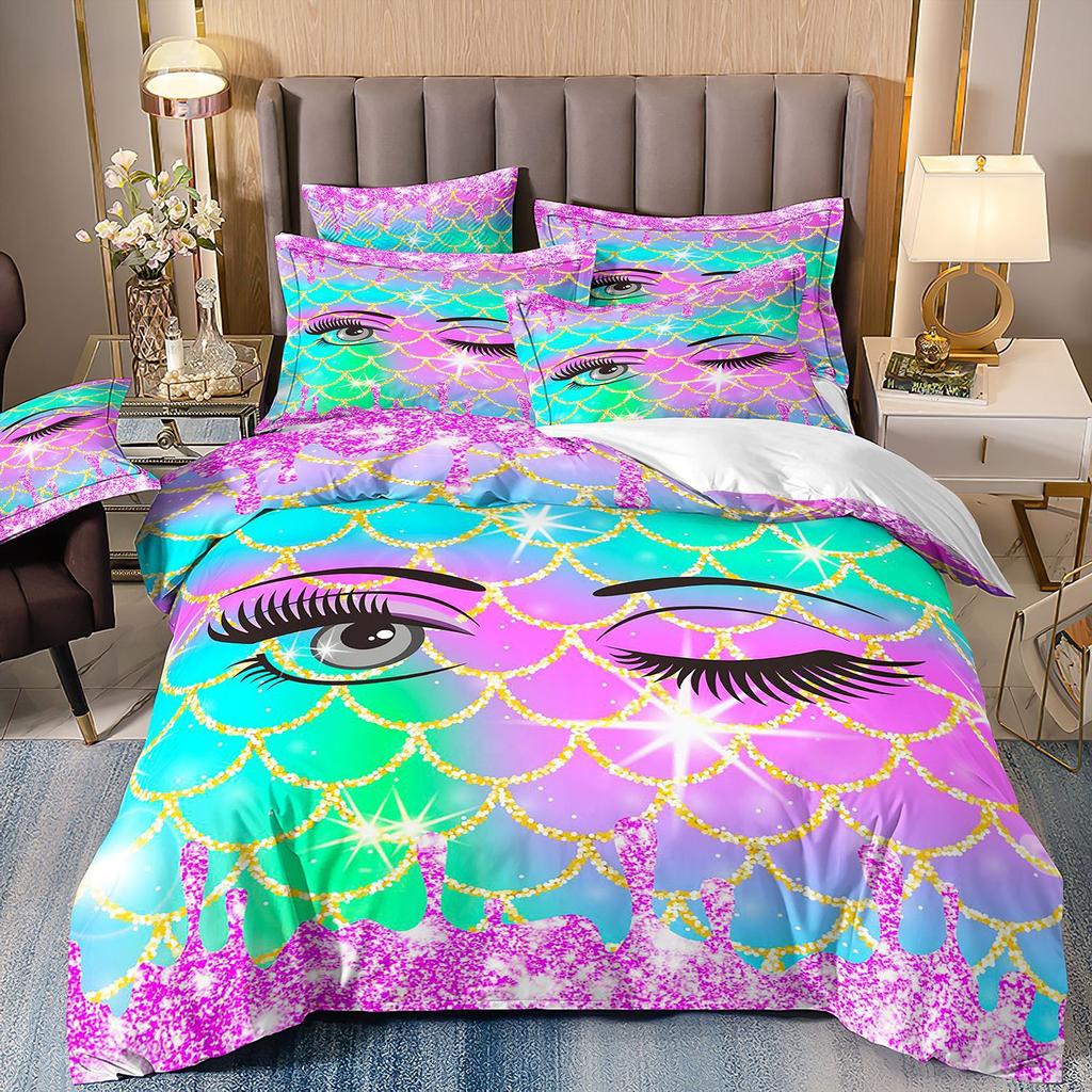 Home Textiles Eyes Eyelashes Mouth 3D Printing Four-Piece Quilt Cover Three-Piece Duvet Cover