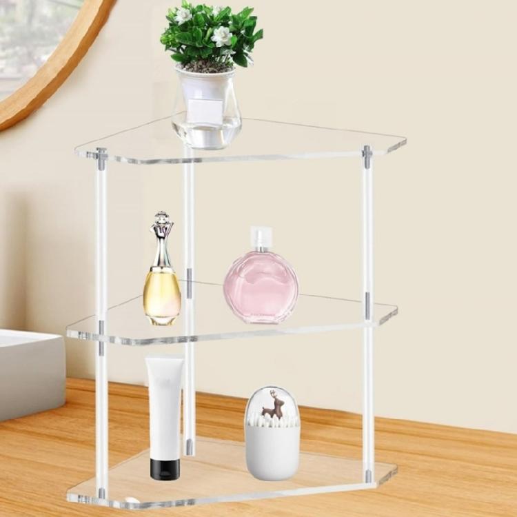 Elegant Wall Mounted Corner Shelf Acrylic Storage Rack Space Saving Organizer Triangle End Table for Skincare Tool
