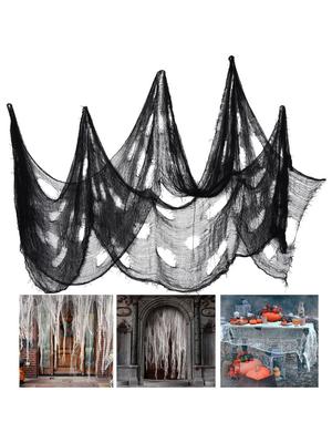 76X183 Cm Black Halloween Gauze Creepy Cloth Black Netting Spider Web Decor Halloween Horror House Party Decoration