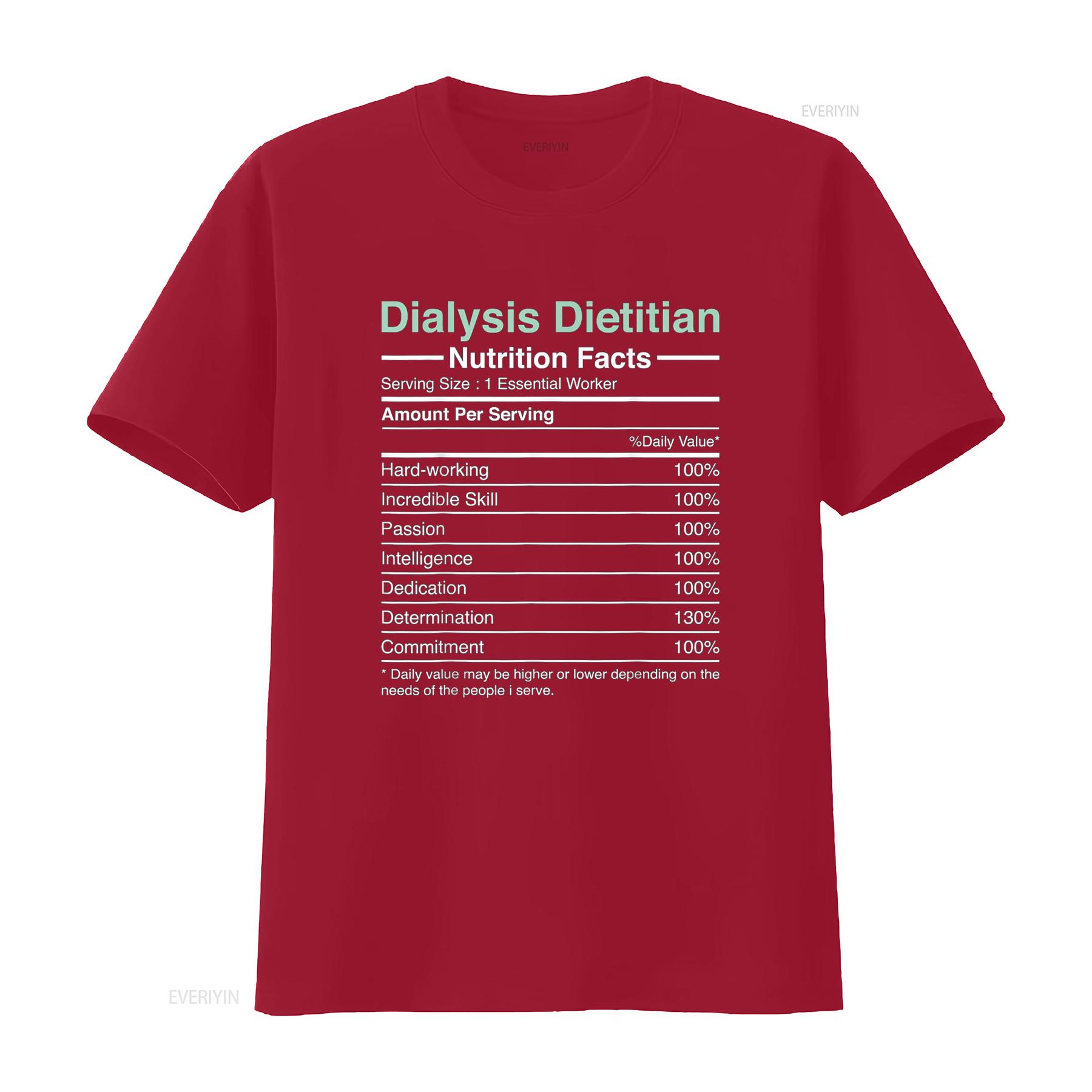 Dialysis Dietitian Nutrition Facts Nephrology T Shirt vintage Washed Comfortable Casual Stretched Unisex Top For Everyday Wear S