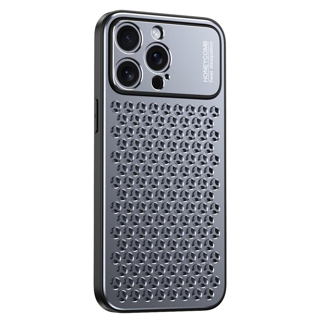 Phone Case for iPhone 15 Pro Honeycomb Texture Aluminum Alloy+TPU Cell Phone Cover