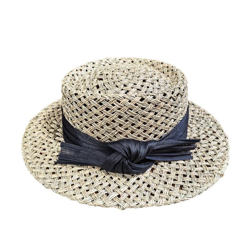 Straw Hat Women's French Vacation Salty Straw Woven Concave Top Top Hat Summer Sun Protection Visor Retro Versatile Casual Beach Hat