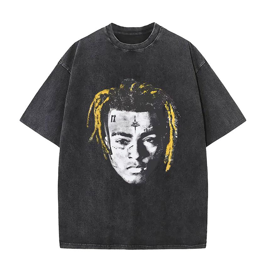 Maglietta Grafica Lavata Vintage XXXTentacion Album 2026 da Uomo Street Gothic Hip Hop Manica Corta Cotone T-shirt Unisex Streetwear