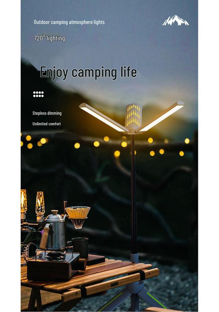 Multi-functional Foldable Camping Flashlight with 720° Stepless Steering and 3-LED All-Terrain Design
