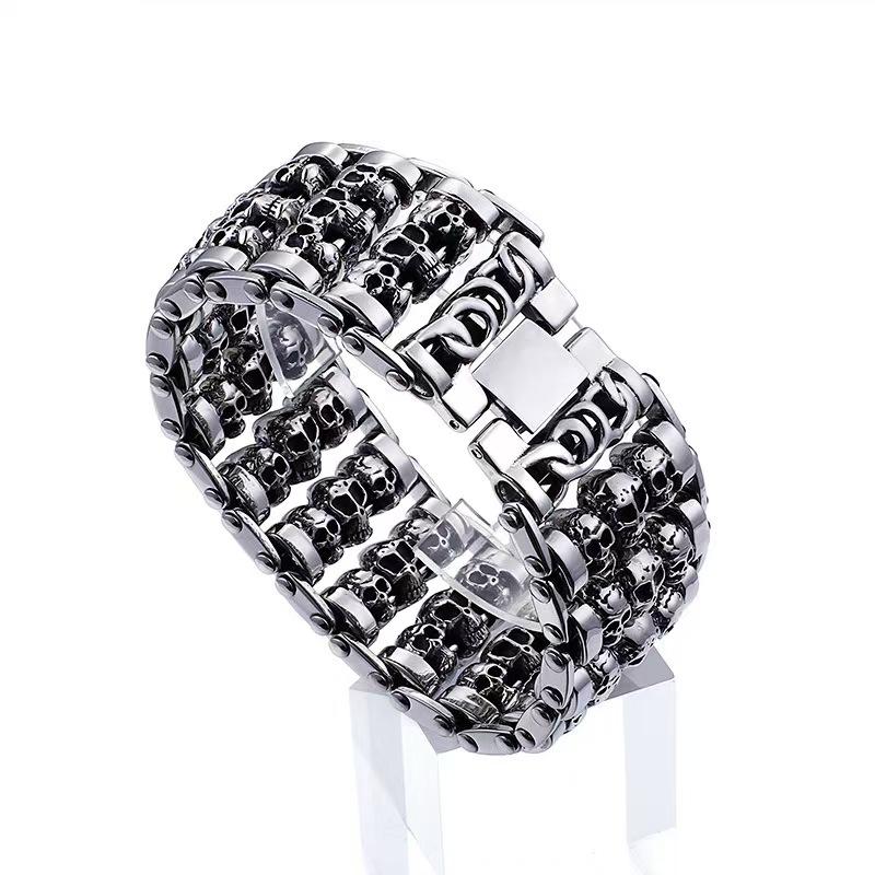 Men s Stainless Steel Skull Punk Personalized Trendy Fashion Bracelet-Qidi Brand Gift Jewelry 20 cm