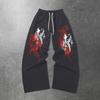 Herren-Sweatpants mit geteiltem Vorderteil, lockere Fleece-Sweatpants, lässige Hosen mit weitem Bein, Kordelzugbund, entspannte Passform, Jogginghose, mit Taschen
