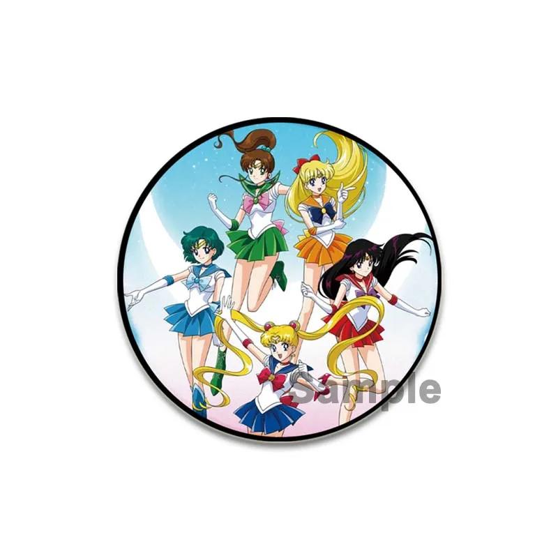 

32/44/58 мм аніме Сейлор Мун Брошки Мила мультяшна фігурка Цукіно Усагі Чібіуса Амі Рей Макото Значок Брошка Куртка Джинси Лацкан Булавка Подарунок 44mm