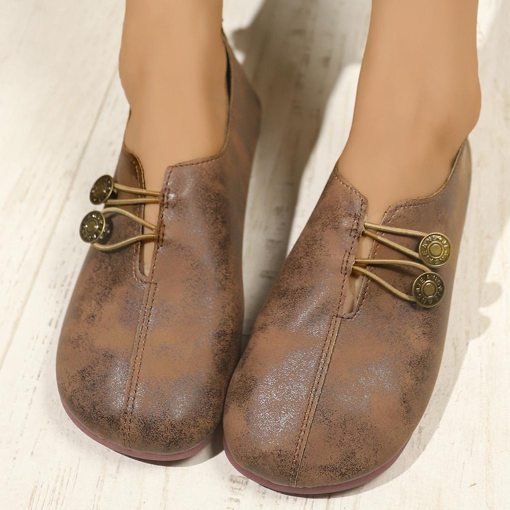 Autumn New Thick-soled Solid-color Buttons Lazy Large-size Single Shoes