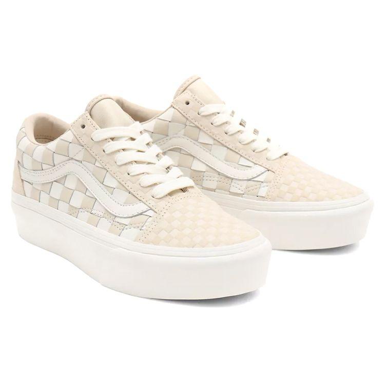 Vans Old Skool Platform Woven - Blanc De Blanc Unisex Sneakers White Leather VN0A5KX99GY