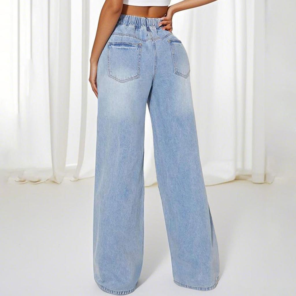 Damenhose Große Größe Stretch Jeans Lose Halbelastische Hose
