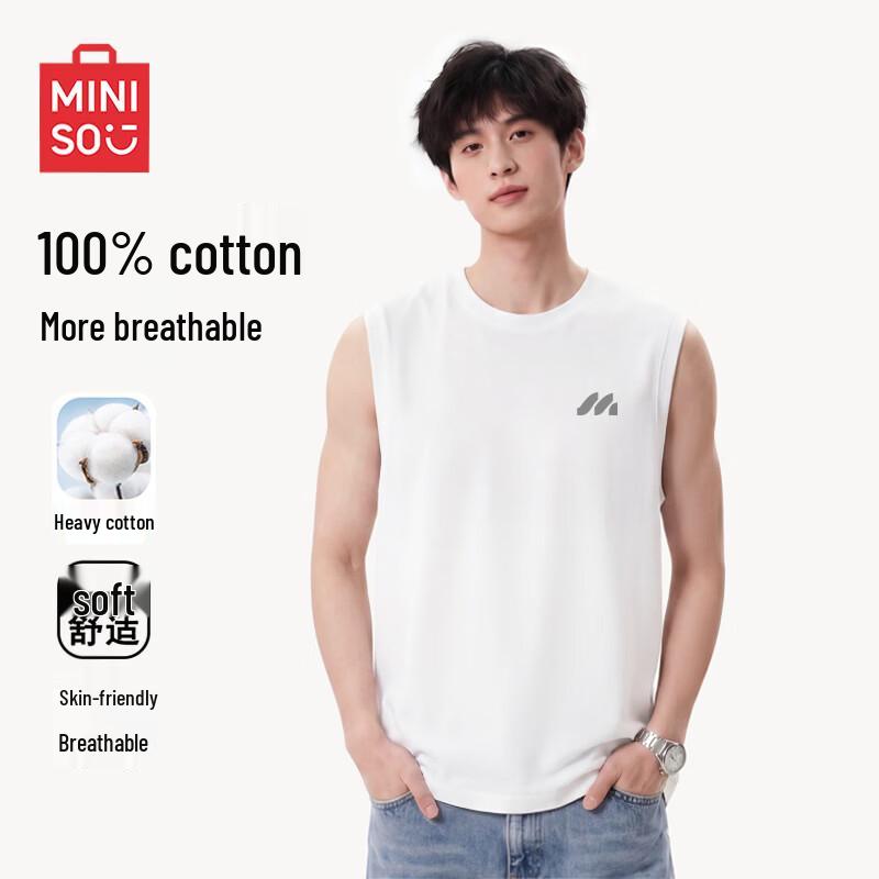 

MINISO Men s Heavyweight Cotton Sleeveless T-Shirt XL