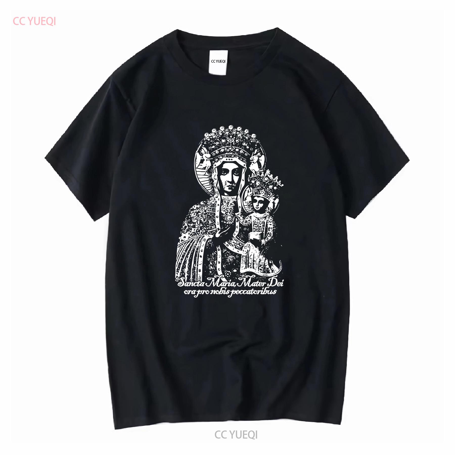 

Our Lady of Czestochowa V2 DTG PRINT Men T Shirt S M L XL 2XL 3XL 4XL 5XL long or short sleeves vintage Washed streetwear Soft 4XL