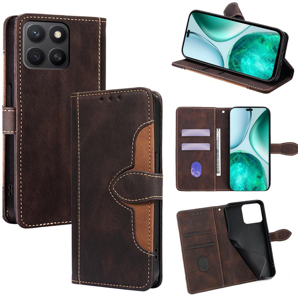 For Honor X8c 4G Case Leather Wallet Phone Cover with Straw Hat Magnetic Clasp