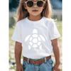 Europäische Größen Süßes und Einfaches Schwarz-Weiß Schildkrötenmuster T-Shirt für Mädchen und Jungen - Stylisches Lässiges Rundhals-Design, Perfekt für den Sommer