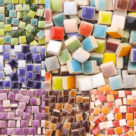 500Pcs 1x1cm Ceramic Mix-color Square Glass DIY Crafts Mosaic Tiles Art