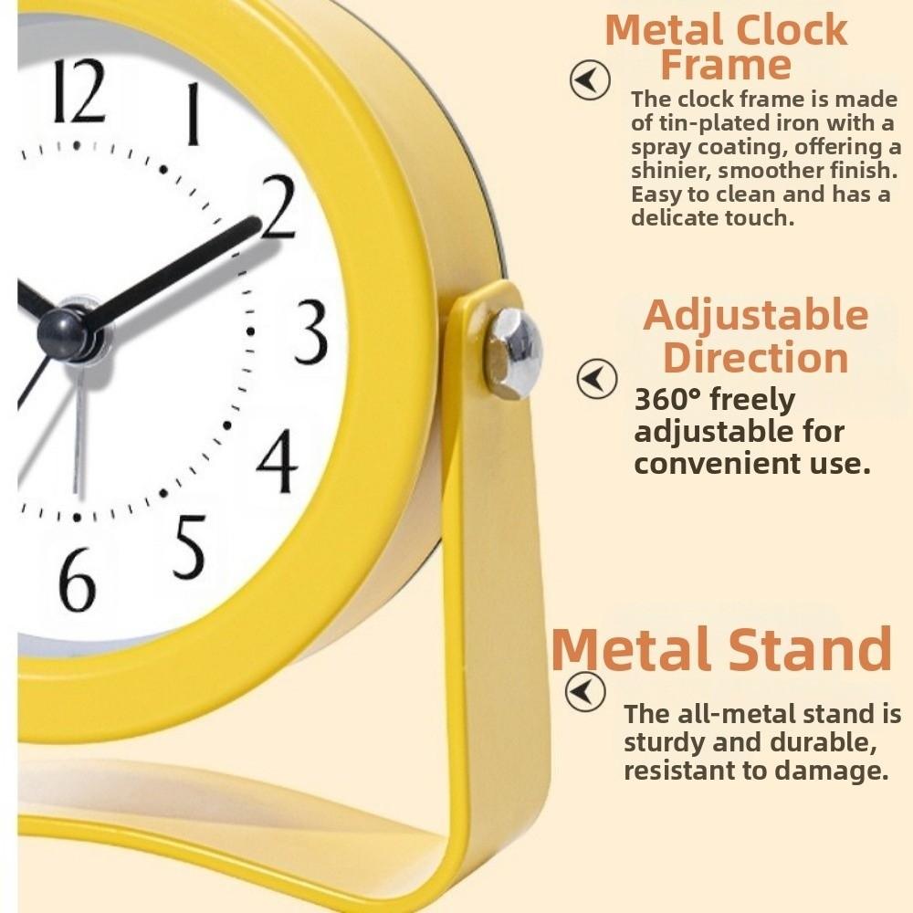 Creative Silent Mechanism Alarm Clock Rotating Bracket Loud Sound Desktop Clock with Night Light Electronic Clock Bedside Use