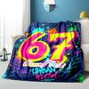 1PC Custom Name Urban Flow 67th Birthday Flannel Blanket Versatile,all-season Throw Suitable for the Living Room,bedroom,camping,travel,and Gift