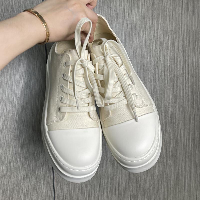 Men's Platform Canvas Sneakers Chunky Sole Elevator Shoes Multiple Colors Comfortable Lace-Up Casual Breathable Shoes