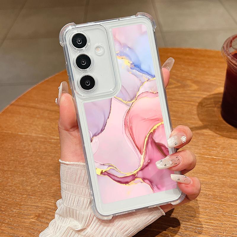 

Мраморный узор прозрачный силиконовый чехол для Samsung S25 Ultra S24 FE S23 S22 A56 A36 A16 A55 A35 мягкий противоударный защитный чехол для объектива тонкий телефон Samsung A52 / A52S розовый