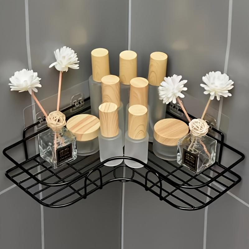 1pc No-Drill Corner Shower Caddy, Triangle Bathroom Storage Rack, Wall-Mounted Organizer for Bathroom Accessories, Outdoor Storage Box Shelf