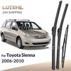 For Toyota Sienna XL20 2006-2010 2007 2008 2009 Wiper Front & Rear Wiper Blades Windshield Windscreen Window Brushes 26"+19"+16"