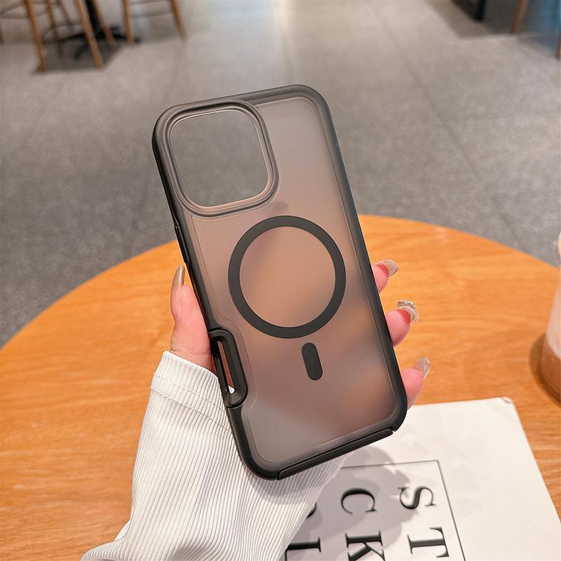 Fashion Armor Magnetic Charging Protect Cover For IPhone 17 Pro Max Air 16 15 14 Plus 13 12 Frosting Clear Anti-Drop Phone Case