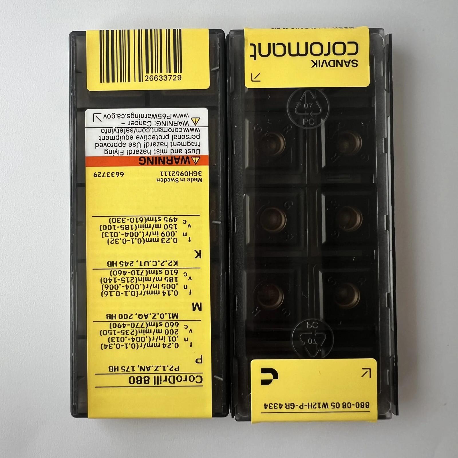 

SANDVIK / 880-0805W12H-P-GR 4334 / Industrial indexable Carbide Inserts 10 Pcs