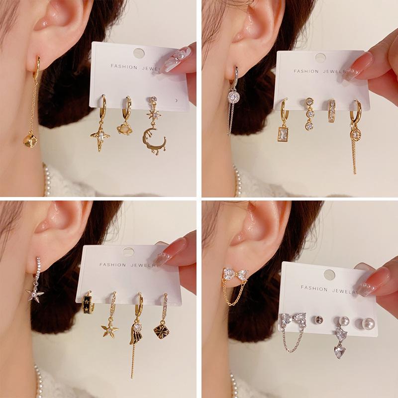 Stylish Irregular Four-Piece Ear Cuff Set: European and American Fashion Luxury Accessories